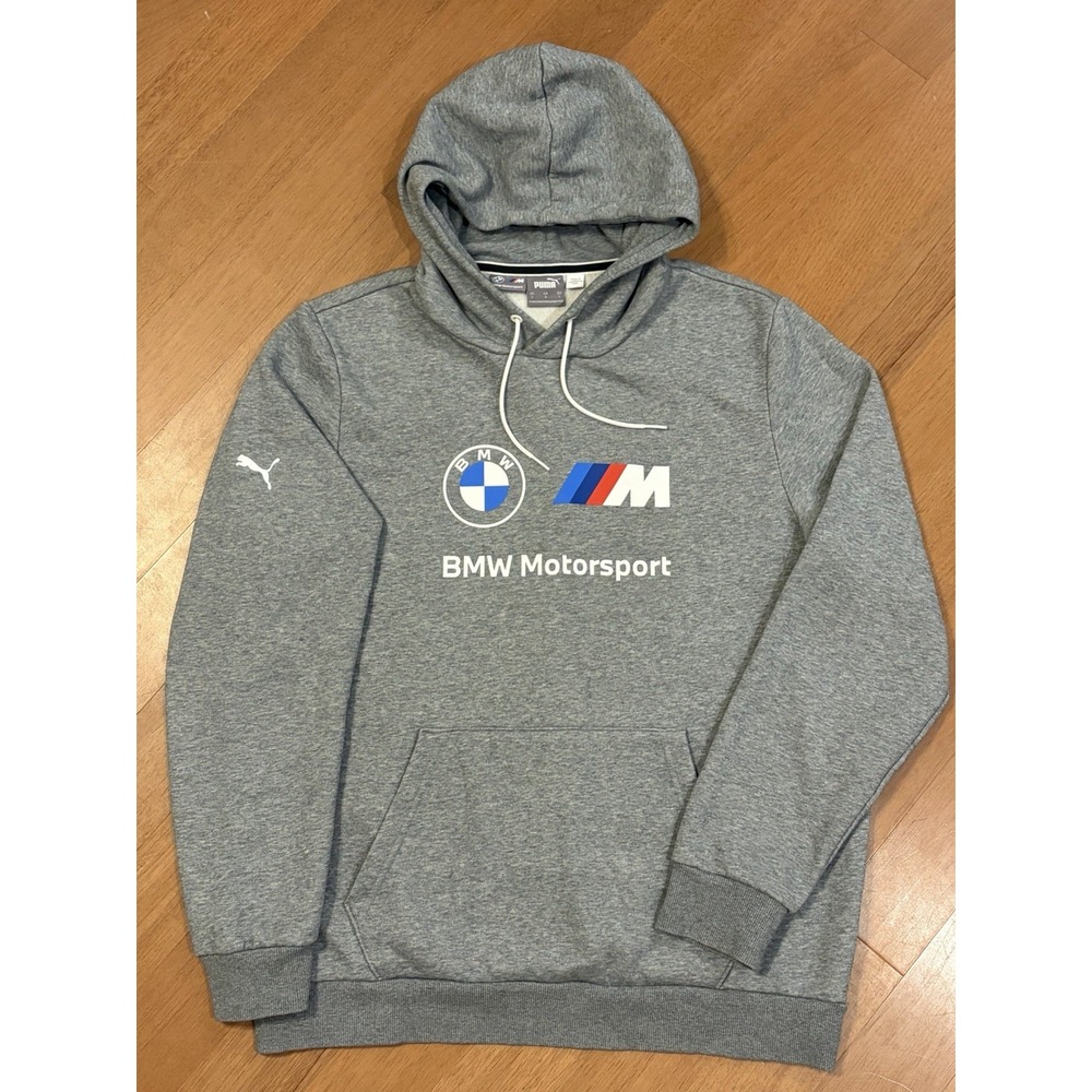 BMW M Motorsport Puma Hoodie Large Gray Pullover Logo Sweatshirt F1 Formula M3